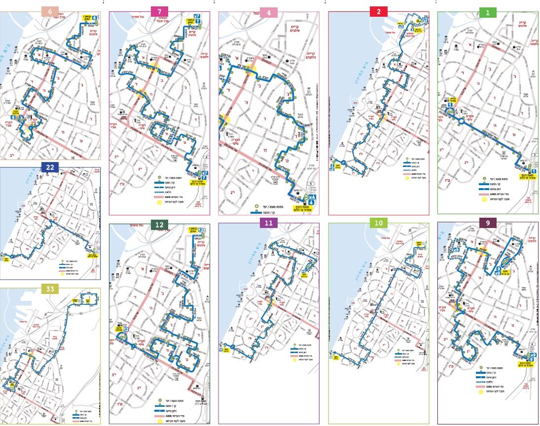 מפות המסלולים של קווי התחבורה בעיר