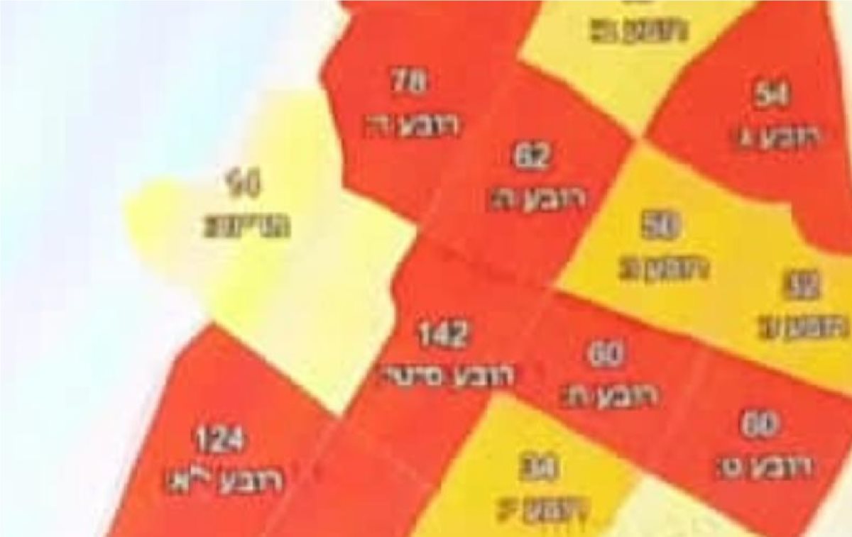 מפת התחלואה בקורונה באשדוד