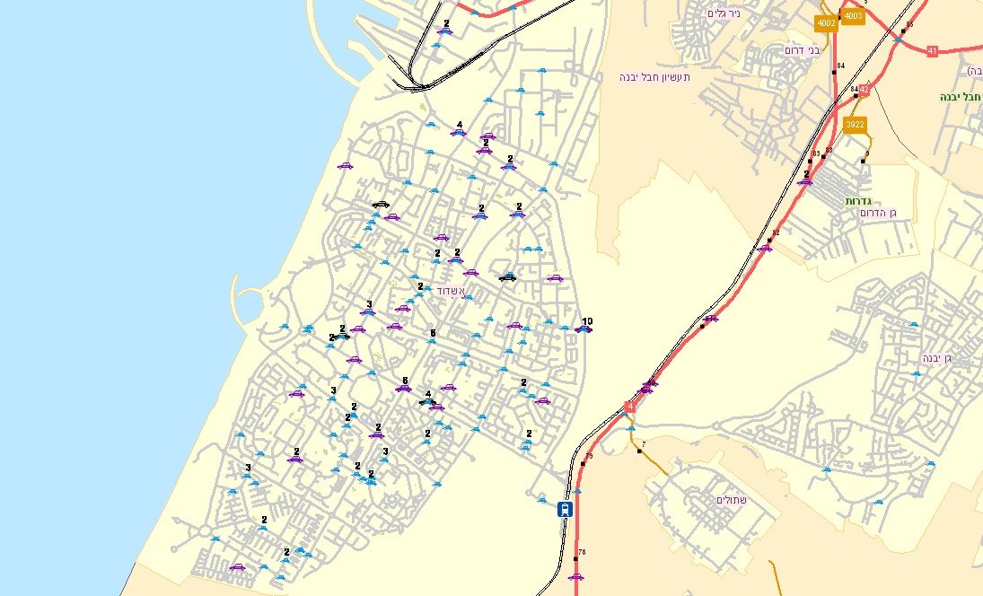 מפת תאונות הדרכים באשדוד בשנת 2022