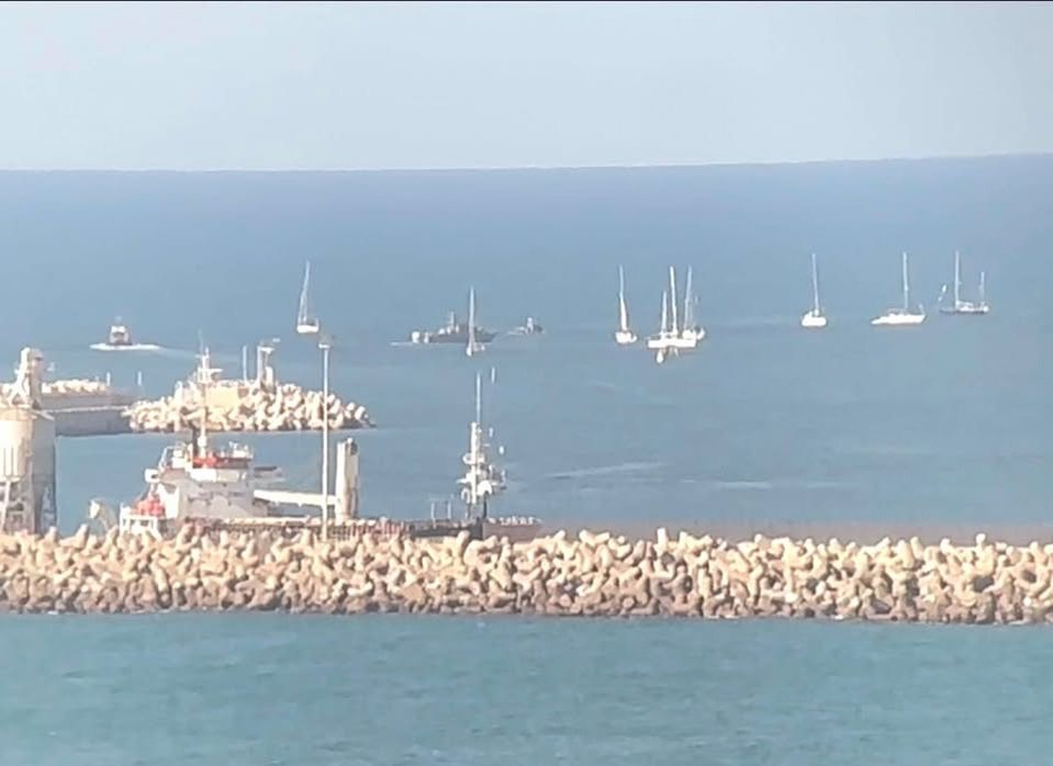 ספינות המשט בכניסה לנמל אשדוד (צילום: רדצקי קיריל)