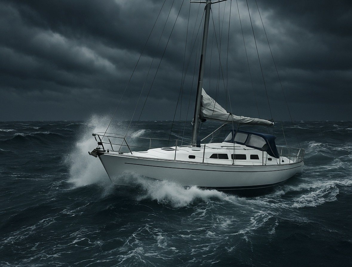 אילוסטרציה יאכטה בים סוער