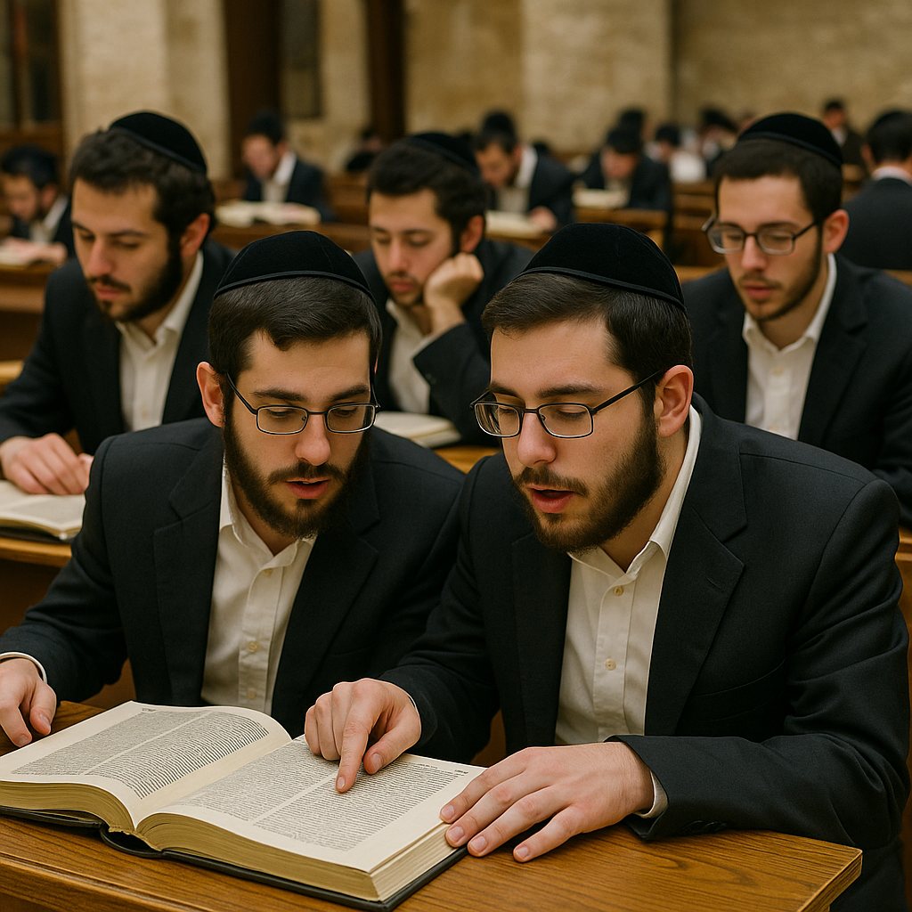 בני תורה לומדים בישיבה