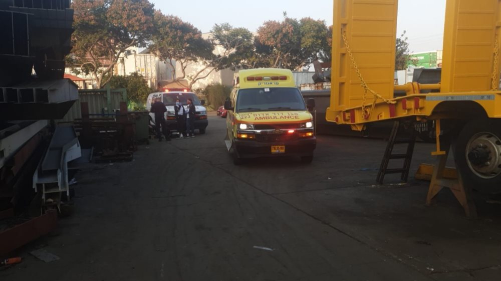 זירת תאונת העבודה הקטלנית בינואר 2021 באשדוד (תיעוד מבצעי מד&quot;א)