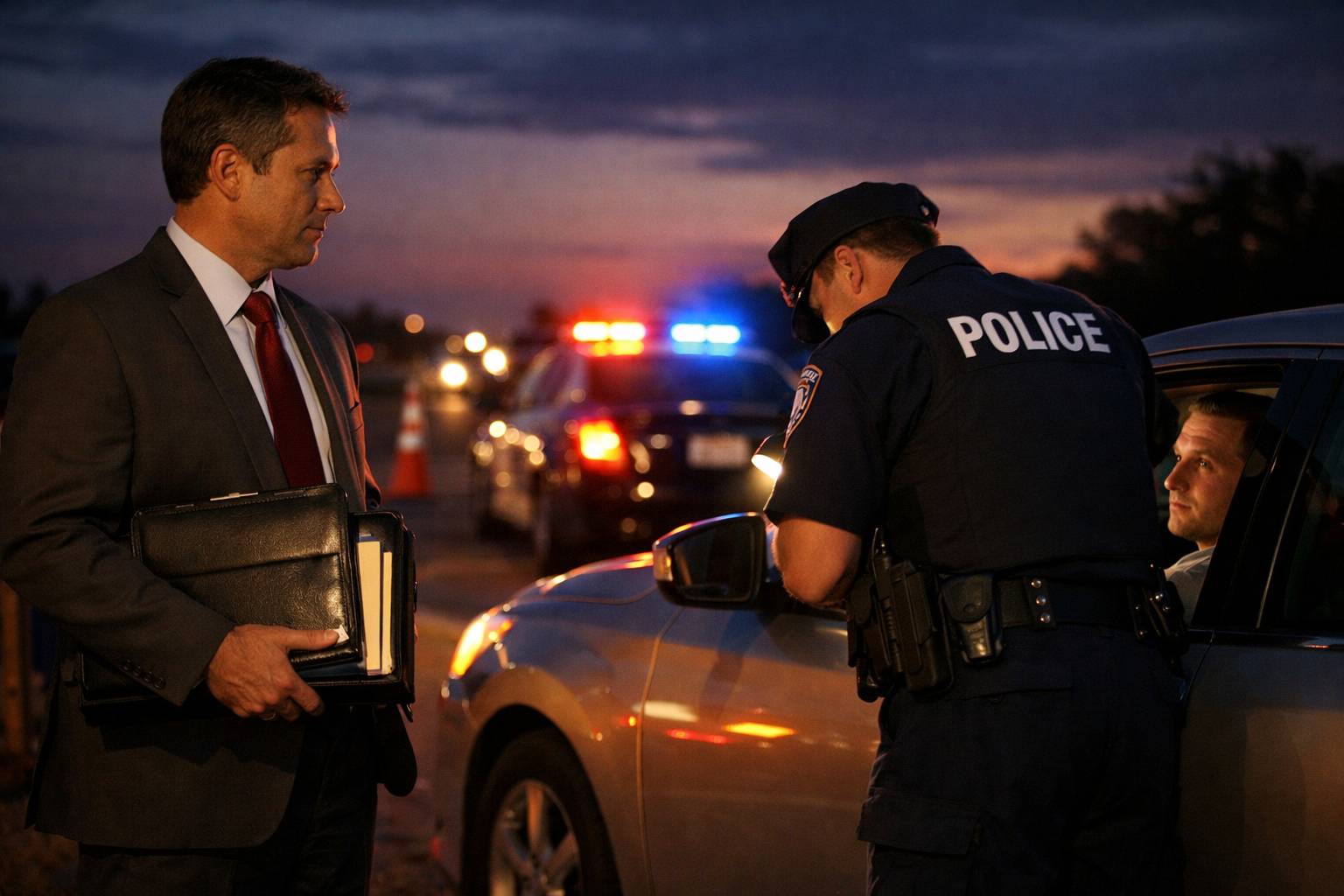 אנווטו  עורך דין הנמצא בזירת עבירת תנועה