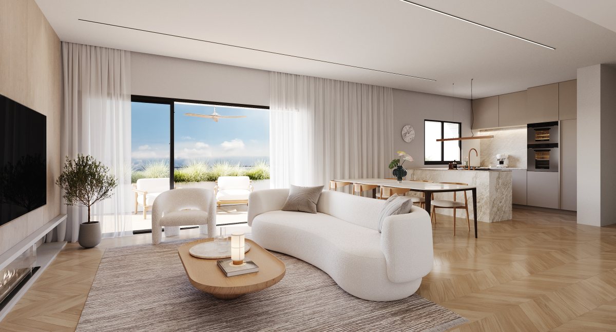 סלון דירת ארבעה חדרים דגם E