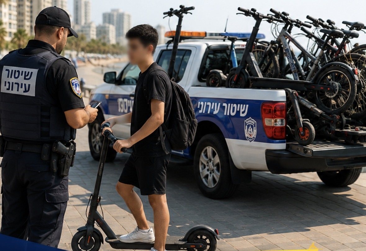 אילוסטרציה אכיפה אופניים וקורקינטים חשמליים 