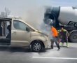עומסים כבדים בכביש 4 סמוך לאשדוד בעקבות רכב שעלה באש (וידאו)