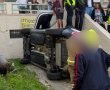 אשדוד: נהג איבד שליטה, התהפך ונעצר בחומה (וידאו)