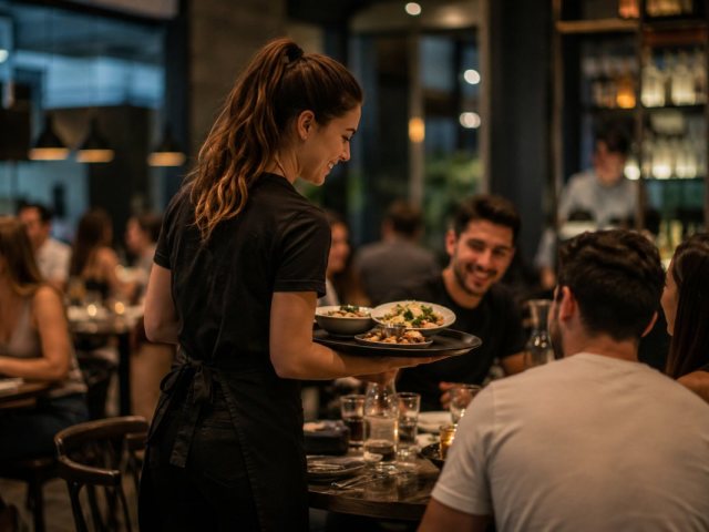מלצרית במסעדה