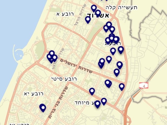 מפת החשיפה לחולי קורונה באשדוד