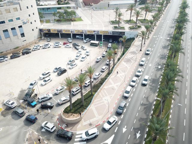 תחנת דרייב אין לבדיקות קורונה. צילום: עיריית אשדוד