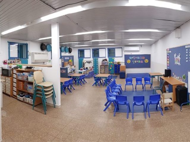 אחד המקלטים בבתי הספר שהוסב לגן ילדים