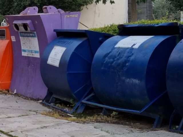 מיכלי מיחזור נייר (צילום: לילך פרסקו)