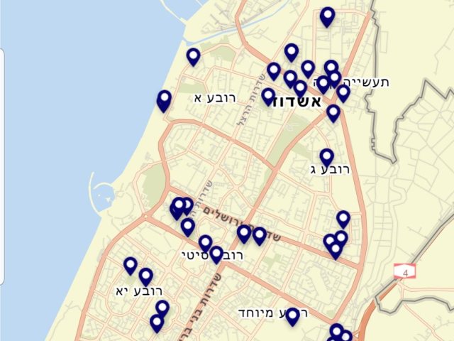 מפת החשיפה לחולי קורונה באשדוד