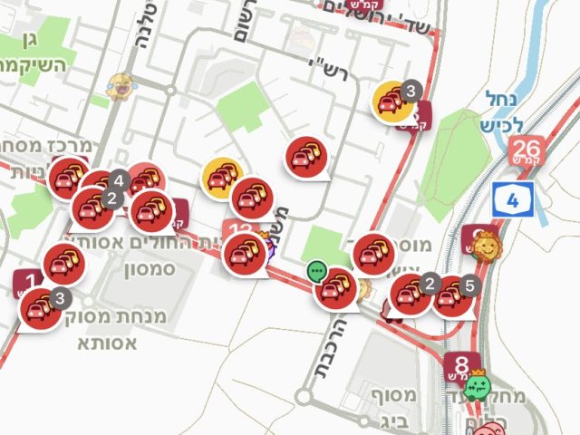 מפת וייז לפני זמן קצר באשדוד