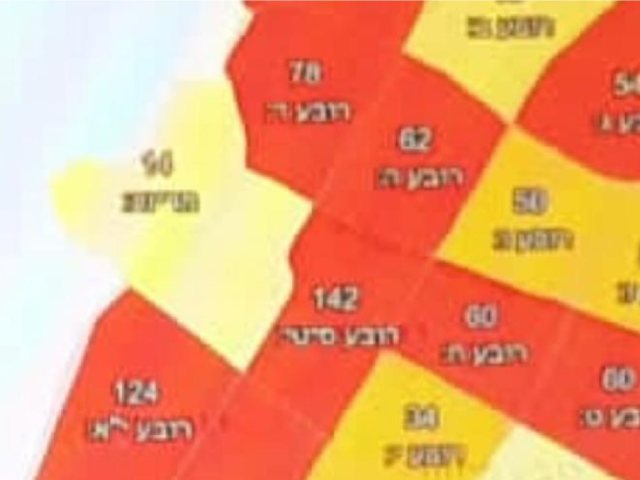מפת התחלואה בקורונה באשדוד