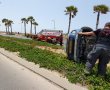 תאונה רודפת תאונה באשדוד - רכב התהפך בשדרות משה דיין