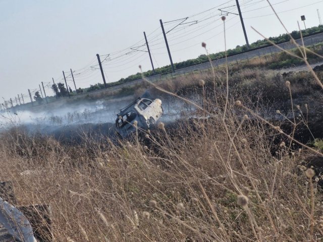 הרכב לאחר שעלה באש (חמ"ל אשדוד)