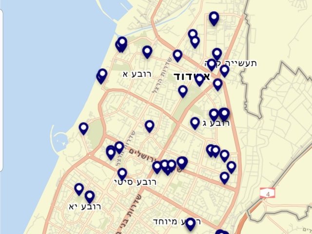 מפת החשיפה לקורונה באשדוד 30.6